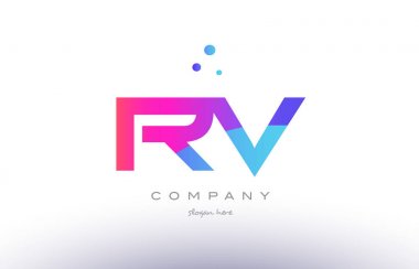 RV r v yaratıcı pembe mavi modern Alfabe harf logo simge temp