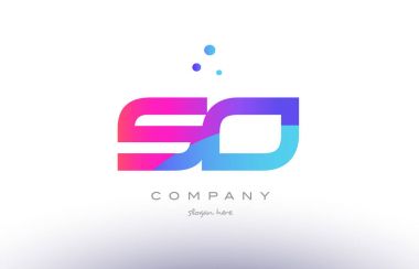 çok s o yaratıcı pembe mavi modern Alfabe harf logo simge temp