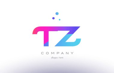 TZ t z yaratıcı pembe mavi modern Alfabe harf logo simge temp