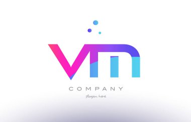 VM v m yaratıcı pembe mavi modern Alfabe harf logo simge temp