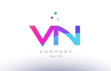 VN v n yaratıcı pembe mavi modern Alfabe harf logo simge temp