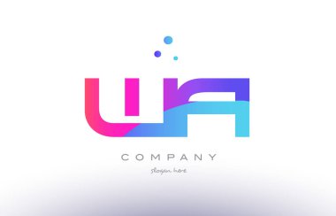 WA w yaratıcı pembe mavi modern Alfabe harf logo simge geçici