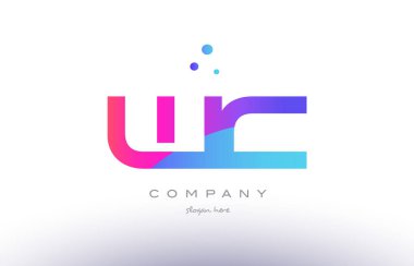 WC w c yaratıcı pembe mavi modern Alfabe harf logo simge temp