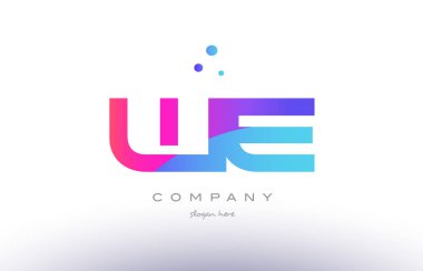 Biz w e yaratıcı pembe mavi modern Alfabe harf logo simge temp