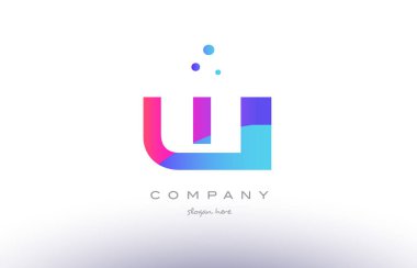 Wi w ben yaratıcı pembe mavi modern Alfabe harf logo simge temp