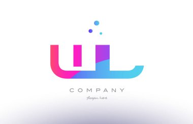 WL w l yaratıcı pembe mavi modern Alfabe harf logo simge temp