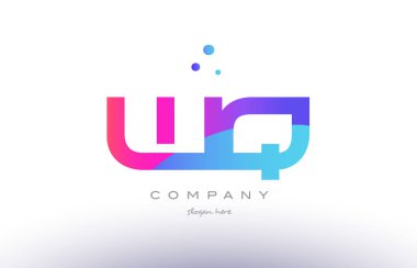 wq w q yaratıcı pembe mavi modern Alfabe harf logo simge temp