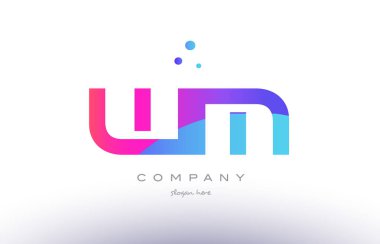 WM w m yaratıcı pembe mavi modern Alfabe harf logo simge temp