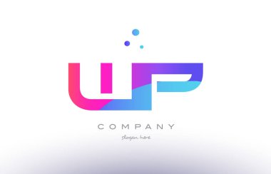 WP w p yaratıcı pembe mavi modern Alfabe harf logo simge temp