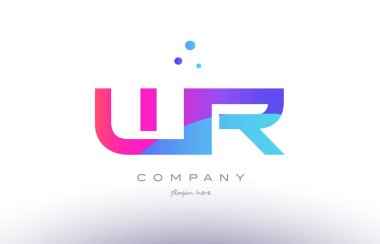 WR w r yaratıcı pembe mavi modern Alfabe harf logo simge temp