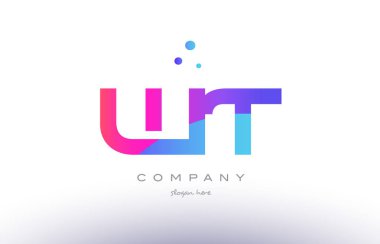 WT w t yaratıcı pembe mavi modern Alfabe harf logo simge temp