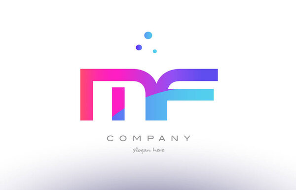 mf m f creative pink blue modern alphabet letter icon temp
