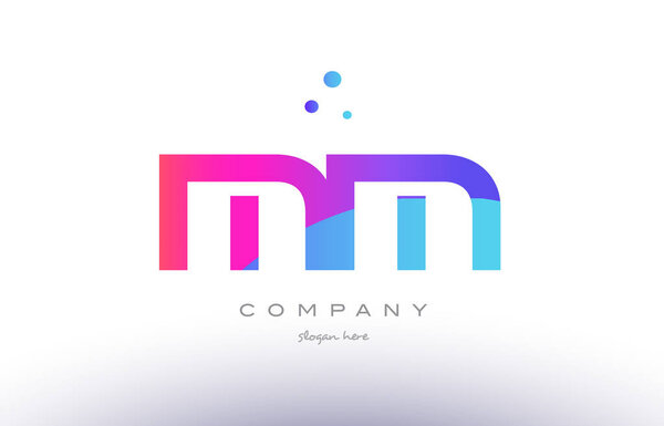 mm m creative pink blue modern alphabet letter icon temp
