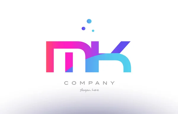 MK m k yaratıcı pembe mavi modern Alfabe harf logo simge temp
