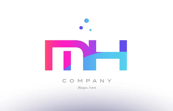 Mh m h 创意粉色蓝色现代字母表字母标志图标 temp — 图库矢量图片