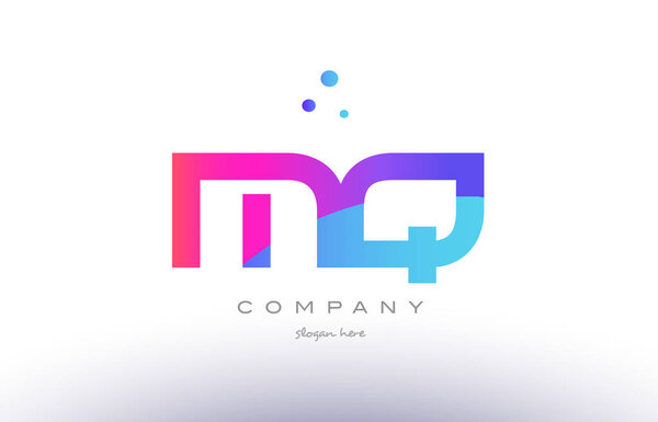 mq m q creative pink blue modern alphabet letter icon temp

