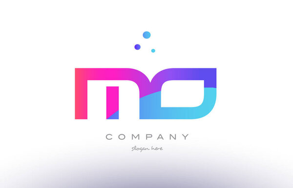 mo m o creative pink blue modern alphabet letter icon temp
