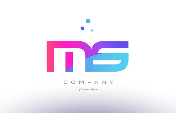 Ms m s 창조적인 핑크 블루 현대 알파벳 편지 로고 아이콘 온도 — 스톡 벡터