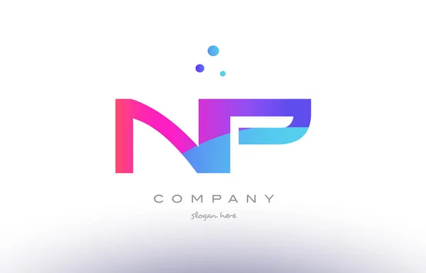 Np n p  creative pink blue modern alphabet letter logo icon temp — Stock Vector