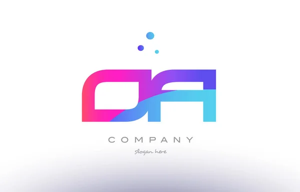 OA o egy kreatív rózsaszín kék modern ábécé levél logó ikon alkat — Stock Vector