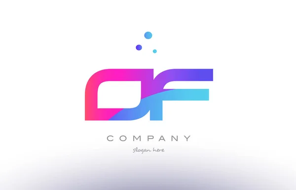 Of o f  creative pink blue modern alphabet letter logo icon temp — Stock Vector