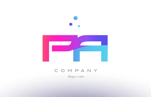 Pa p a  creative pink blue modern alphabet letter logo icon temp — Stock Vector