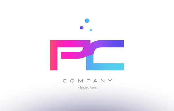 Pc p c  creative pink blue modern alphabet letter logo icon temp — Stock Vector