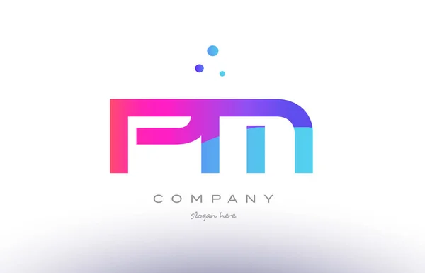 Pm p l  creative pink blue modern alphabet letter logo icon temp — Stock Vector