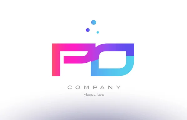 Po p o  creative pink blue modern alphabet letter logo icon temp — Stock Vector