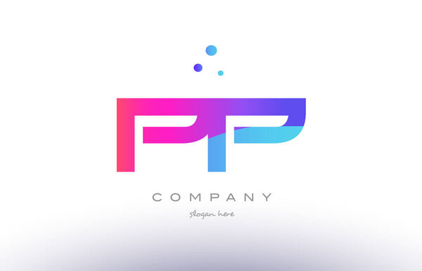 pp p creative pink blue modern alphabet letter icon templa
