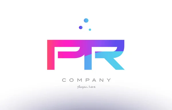 Pr p r  creative pink blue modern alphabet letter logo icon temp — Stock Vector