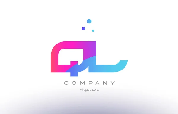 Ql q l  creative pink blue modern alphabet letter logo icon temp — Stock Vector