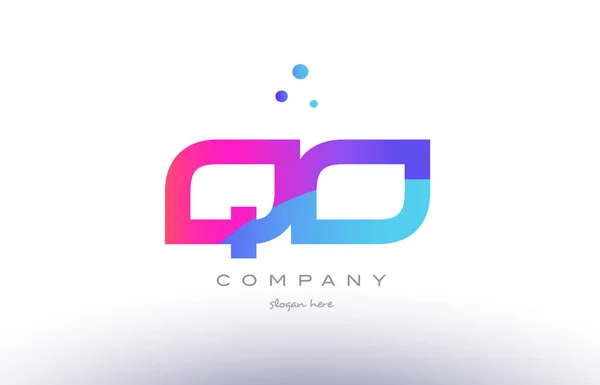 Qo q o  creative pink blue modern alphabet letter logo icon temp — Stock Vector