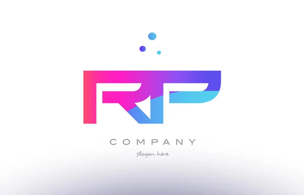 Rp r p creativo rosa azul moderno alfabeto letra logotipo icono temp — Archivo Imágenes Vectoriales