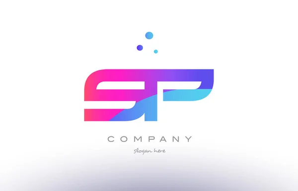 Sp s p  creative pink blue modern alphabet letter logo icon temp — Stock Vector