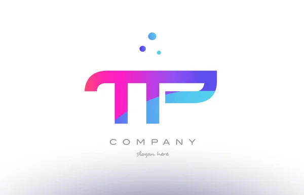 Tp t p  creative pink blue modern alphabet letter logo icon temp — Stock Vector