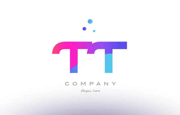 TT t kreatív rózsaszín kék modern ábécé levél logó ikon templa — Stock Vector