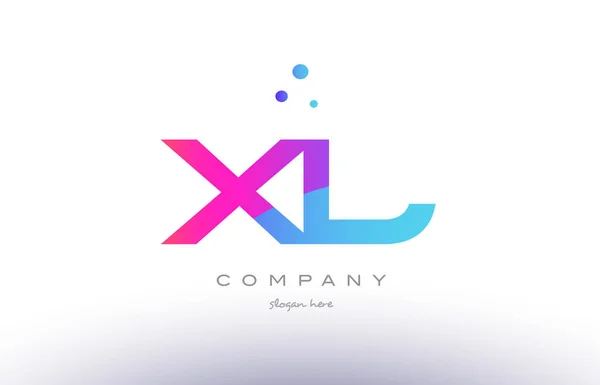 Xl x l  creative pink blue modern alphabet letter logo icon temp — Stock Vector