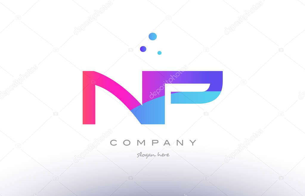Np n p  creative pink purple blue modern dots creative alphabet gradient company letter logo design vector icon template
