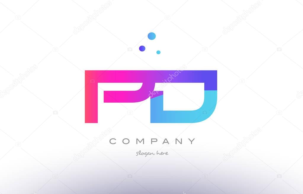 pd p d  creative pink blue modern alphabet letter logo icon temp