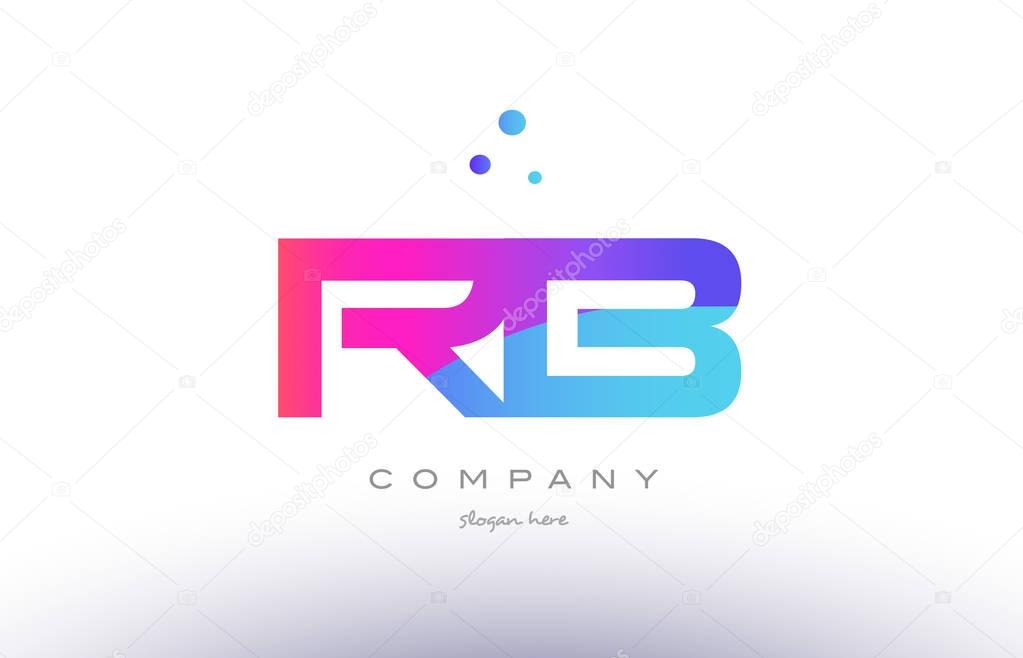 Rb r b  creative pink purple blue modern dots creative alphabet gradient company letter logo design vector icon template