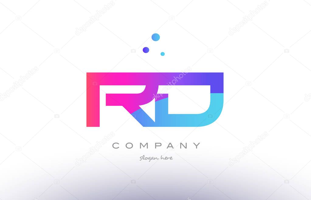 rd r d  creative pink blue modern alphabet letter logo icon temp