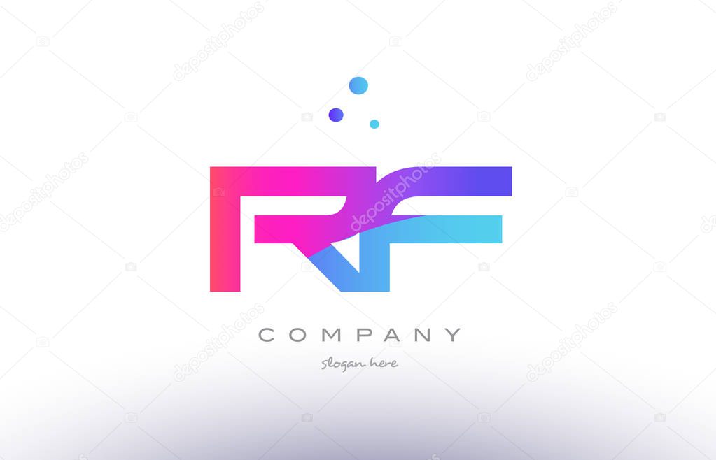 rf r f  creative pink blue modern alphabet letter logo icon temp