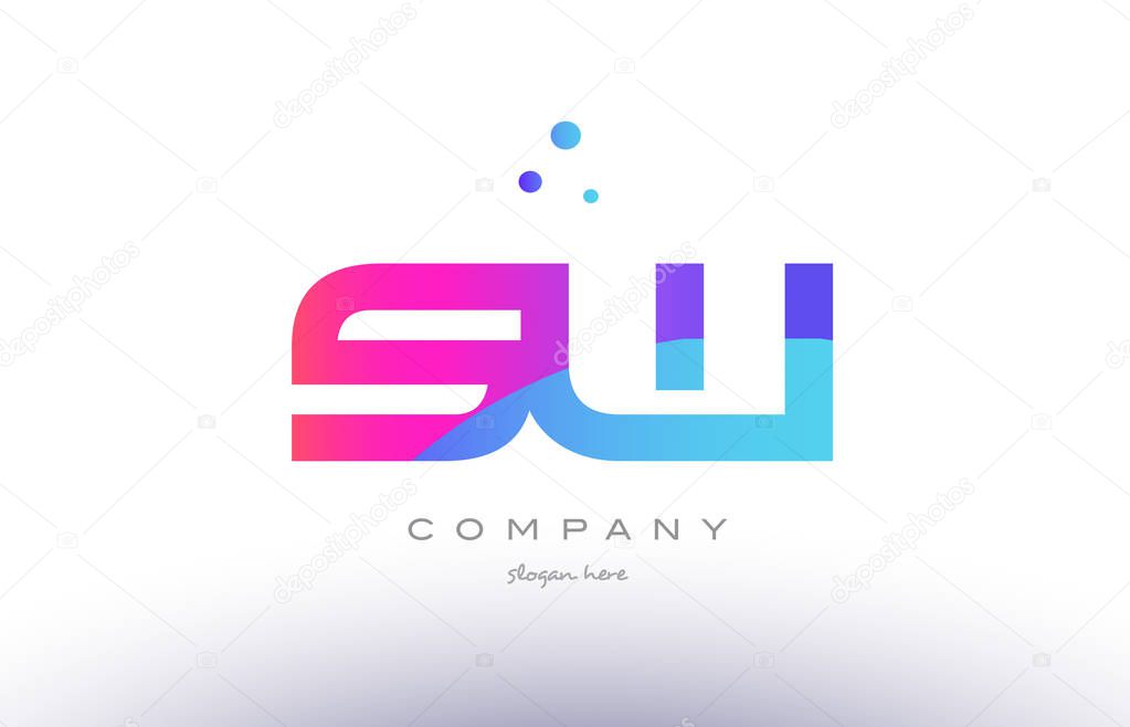 Sw s w  creative pink purple blue modern dots creative alphabet gradient company letter logo design vector icon template