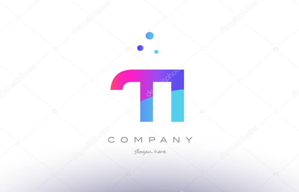 Ti t i  creative pink purple blue modern dots creative alphabet gradient company letter logo design vector icon template