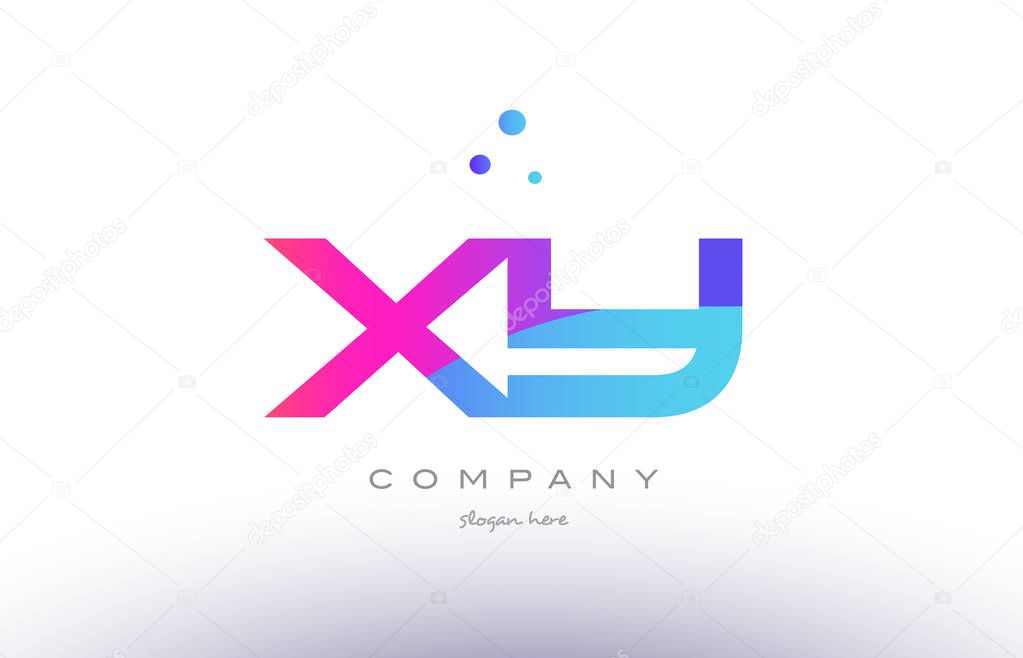 xy x y  creative pink blue modern alphabet letter logo icon temp