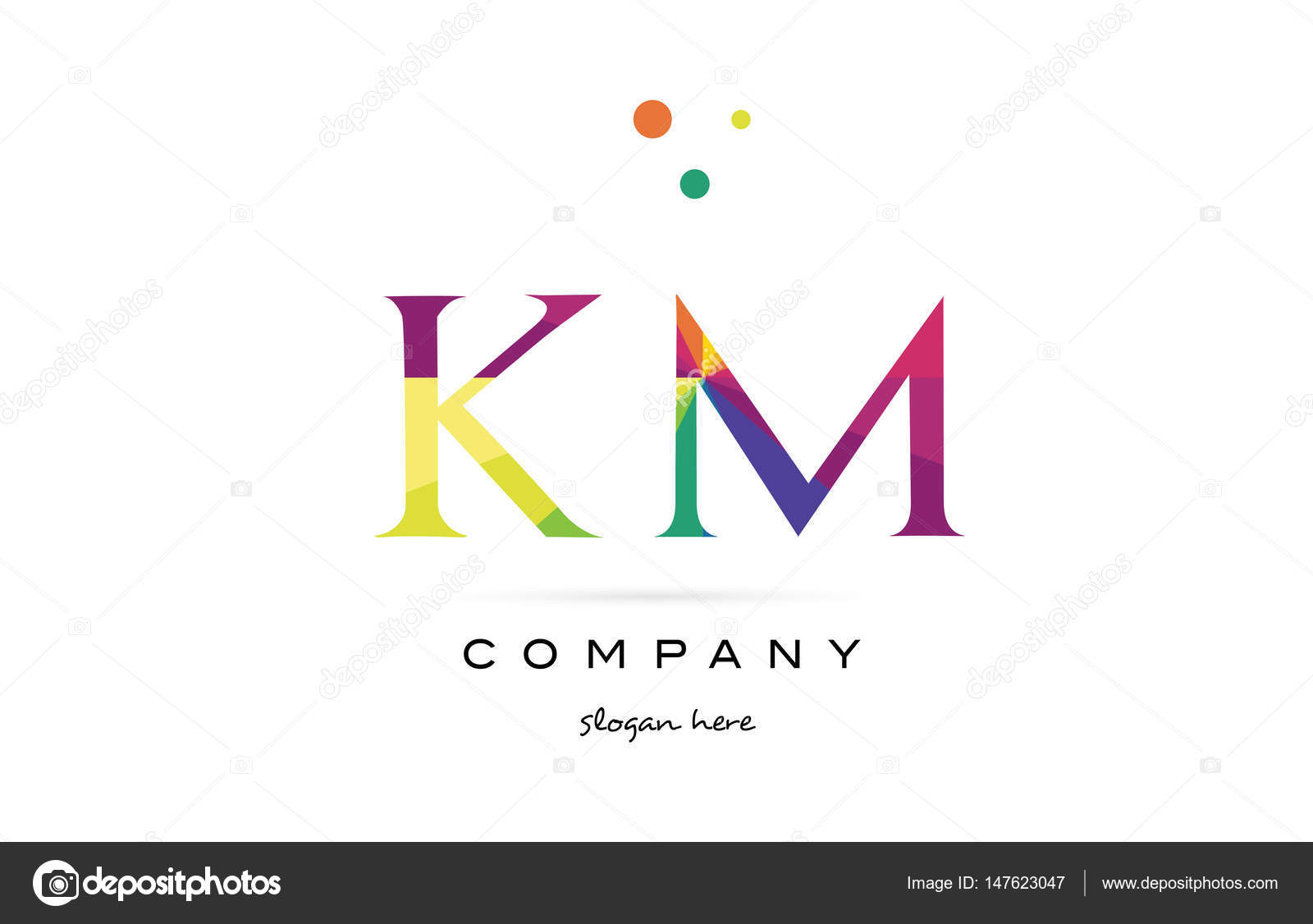 Alfabetos Vectorizados Icono De Km K M Arco Iris Creativo