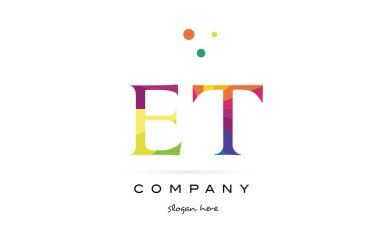 et e t yaratıcı gökkuşağı renkleri Alfabe harf logo simge