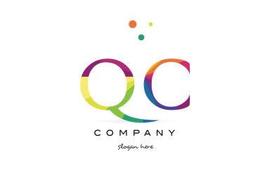 QC q c yaratıcı gökkuşağı renkleri Alfabe harf logo simge