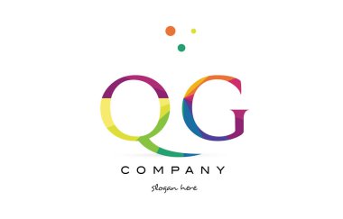 QG q g yaratıcı gökkuşağı renkleri Alfabe harf logo simge